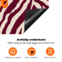 New era - Bordeaux - Zebraprint Inductie beschermer vinyl 3mm klein -zzzzzzz-td-onderkant