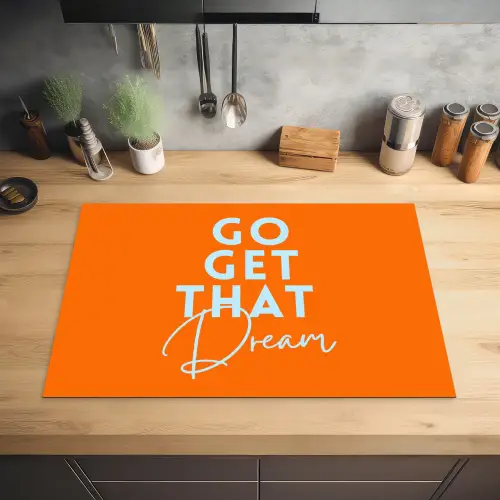 Oranje - Blauw - Go get that dream Inductie beschermer vinyl 3mm klein -sfeer5