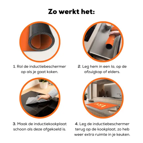 Oranje - Gebroken wit - Nice Inductie beschermer vinyl 3mm klein -zzzzzzz-td-werking
