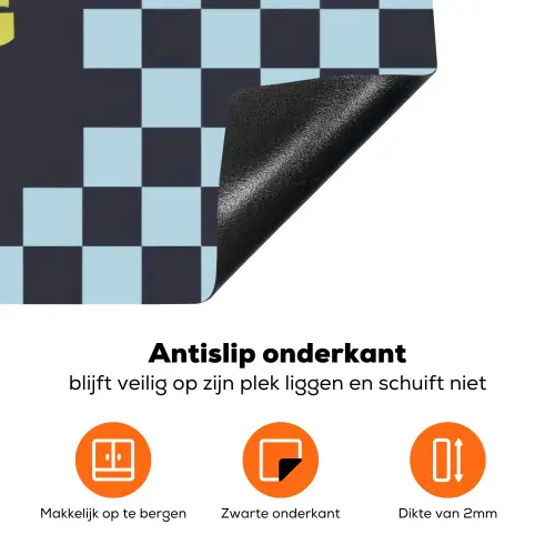 Patroon - Geblok - Blauw - Slow down you're doing fine Inductie beschermer vinyl 3mm klein -zzzzzzz-td-onderkant