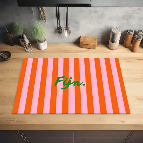 Patroon - Oranje - Fijn - Strepen Inductie beschermer vinyl 3mm klein -sfeer5