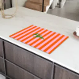 Patroon - Oranje - Fijn - Strepen Inductie beschermer vinyl 3mm klein -sfeer8