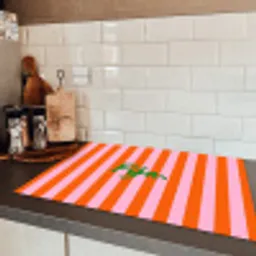 Patroon - Oranje - Fijn - Strepen Inductie beschermer vinyl 3mm klein -sfeer3