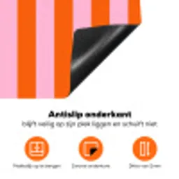 Patroon - Oranje - Fijn - Strepen Inductie beschermer vinyl 3mm klein -zzzzzzz-td-onderkant