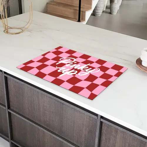 Pinky up - Geblokt - Bordeauxrood Inductie beschermer vinyl 3mm klein -sfeer8