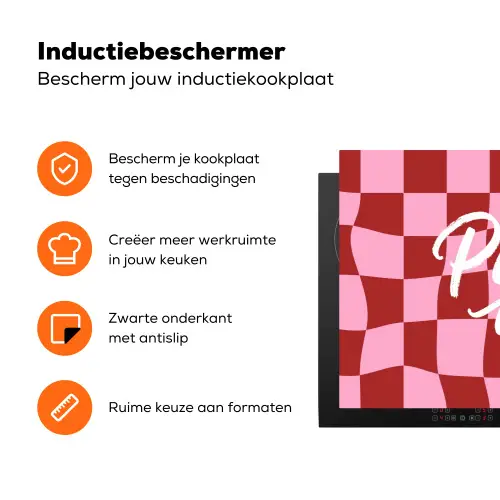 Pinky up - Geblokt - Bordeauxrood Inductie beschermer vinyl 3mm klein -zzzzzzz-td-ups