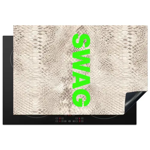 Slangenprint - SWAG - Neon - Groen Inductie beschermer vinyl 3mm klein -3d