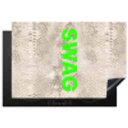 Slangenprint - SWAG - Neon - Groen Inductie beschermer vinyl 3mm klein -3d