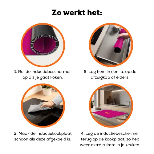 Smile - Stippen - Roze Inductie beschermer vinyl 3mm klein -zzzzzzz-td-werking