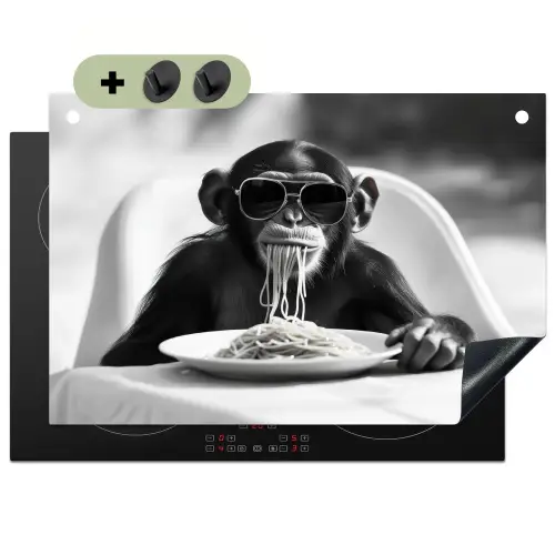 Aap - Spaghetti - Zonnebril - Zwart wit - Cool - Dier Inductie beschemer met haakjes klein -3d