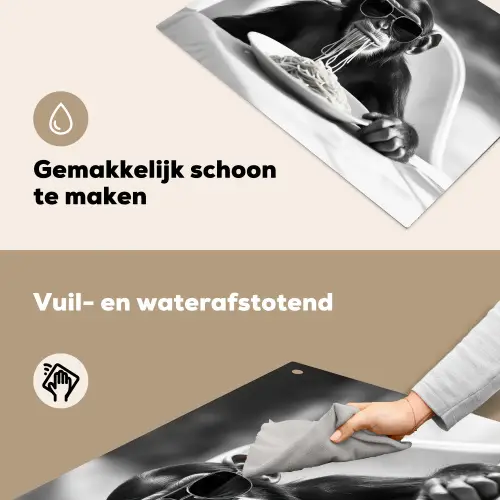 Aap - Spaghetti - Zonnebril - Zwart wit - Cool - Dier Inductie beschemer met haakjes klein -ky-schoon-nl
