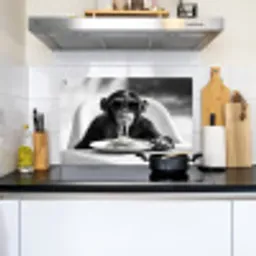 Aap - Spaghetti - Zonnebril - Zwart wit - Cool - Dier Inductie beschemer met haakjes klein -sfeer2
