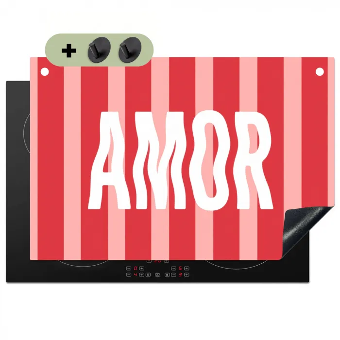 Amor - Strepen - Rood - Roze Inductie beschemer met haakjes klein -3d