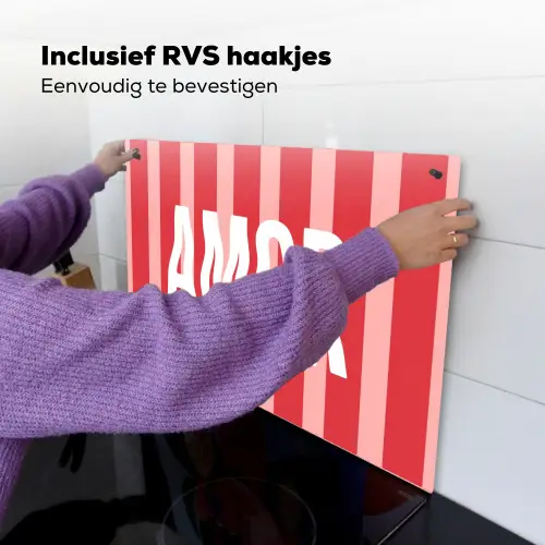 Amor - Strepen - Rood - Roze Inductie beschemer met haakjes klein -ky-ophangen-nl