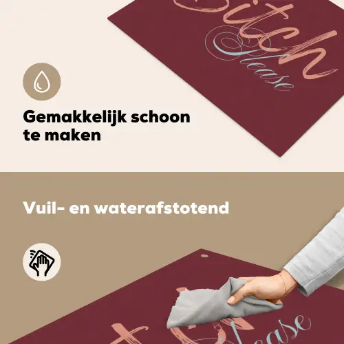 Bitch please - Rood - Blauw Inductie beschemer met haakjes klein -ky-schoon-nl