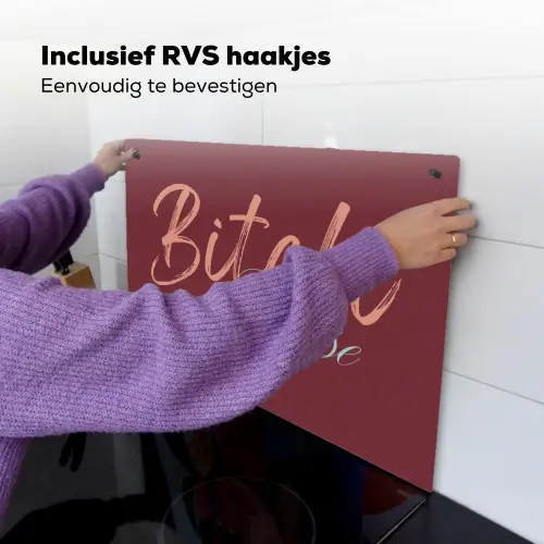 Bitch please - Rood - Blauw Inductie beschemer met haakjes klein -ky-ophangen-nl