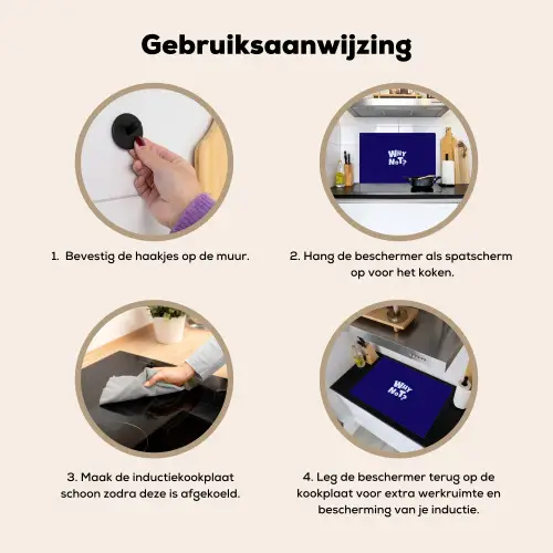 Blauw - Why not - Minimalistisch Inductie beschemer met haakjes klein -ky-gebruik-nl