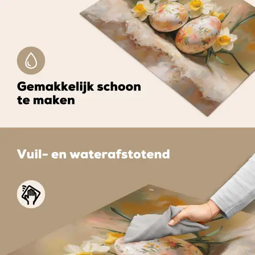 Bloemen - Eieren - Geschilderd Inductie beschemer met haakjes klein -ky-schoon-nl