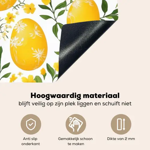 Bloemen - Paaseieren - Geel Inductie beschemer met haakjes klein -ky-onderkant-nl