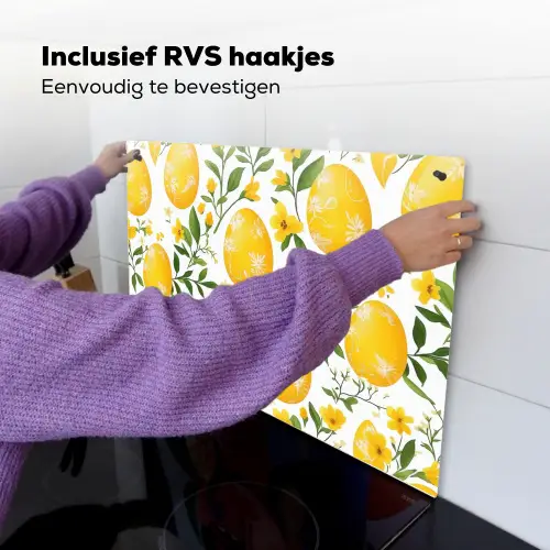 Bloemen - Paaseieren - Geel Inductie beschemer met haakjes klein -ky-ophangen-nl