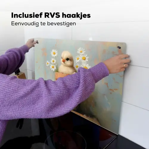 Bloempot - Kuiken - Bloemetjes Inductie beschemer met haakjes klein -ky-ophangen-nl