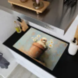 Bloempot - Kuiken - Bloemetjes Inductie beschemer met haakjes klein -sfeer1