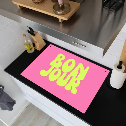 Bonjour - Roze - Fel groen Inductie beschemer met haakjes klein -sfeer1