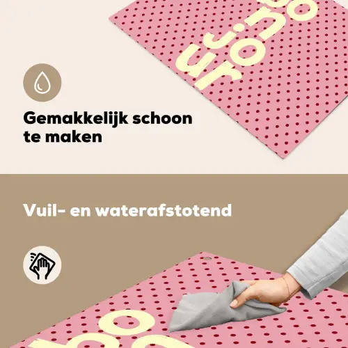 Bonjour - Stippen - Roze- Geel Inductie beschemer met haakjes klein -ky-schoon-nl