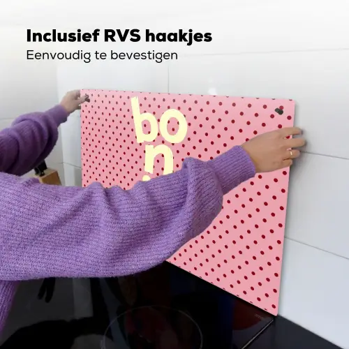 Bonjour - Stippen - Roze- Geel Inductie beschemer met haakjes klein -ky-ophangen-nl