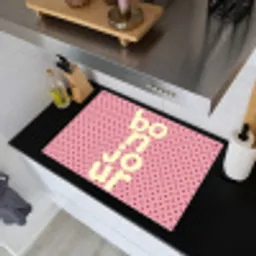 Bonjour - Stippen - Roze- Geel Inductie beschemer met haakjes klein -sfeer1