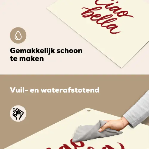 Ciao bella - Rood - Wit - Minimalistisch Inductie beschemer met haakjes klein -ky-schoon-nl