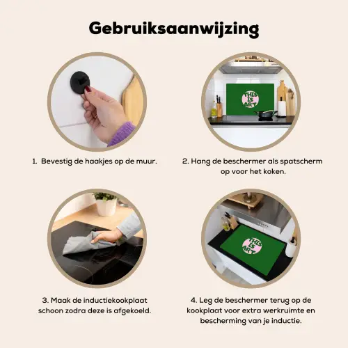 Cirkel - Roze - Tekst - Art Inductie beschemer met haakjes klein -ky-gebruik-nl