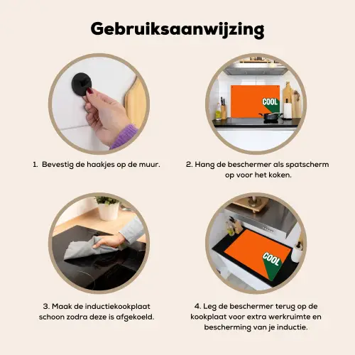 Cool - Oranje - Groen Inductie beschemer met haakjes klein -ky-gebruik-nl