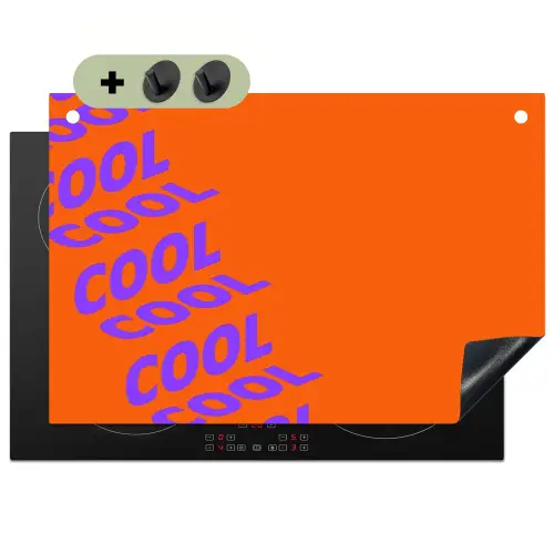 Cool - Paars - Oranje Inductie beschemer met haakjes klein -3d