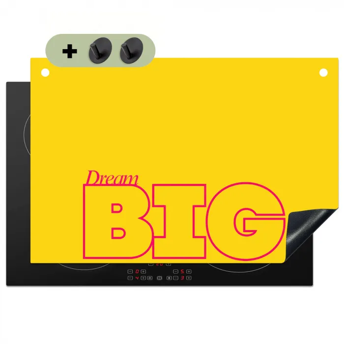 Dream big - Geel - Grafisch Inductie beschemer met haakjes klein -3d
