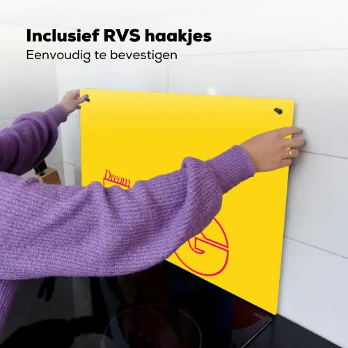 Dream big - Geel - Grafisch Inductie beschemer met haakjes klein -ky-ophangen-nl