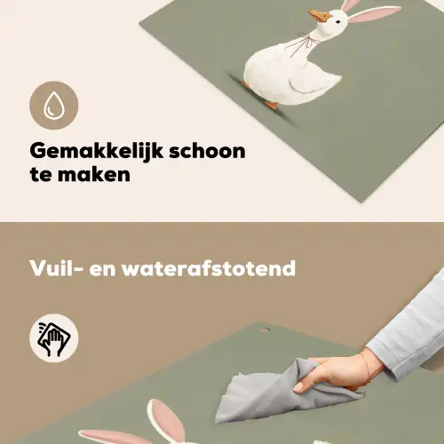 Eend - Konijnoren - Grijs Inductie beschemer met haakjes klein -ky-schoon-nl