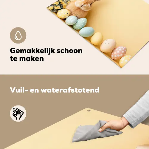 Eieren - Konijn - Pasteltinten Inductie beschemer met haakjes klein -ky-schoon-nl
