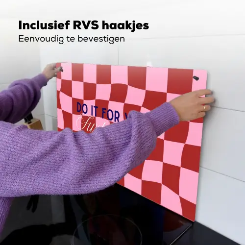 Furture - Geblokt - Rood Inductie beschemer met haakjes klein -ky-ophangen-nl