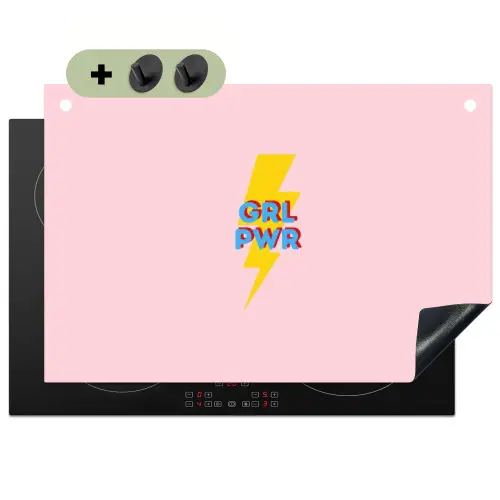 Grl pwr - Bliksem - Roze Inductie beschemer met haakjes klein -3d