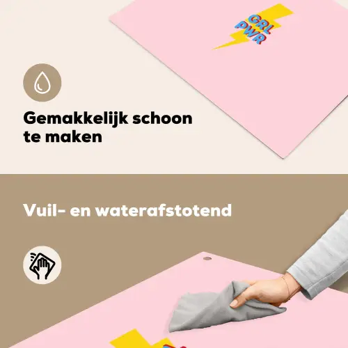 Grl pwr - Bliksem - Roze Inductie beschemer met haakjes klein -ky-schoon-nl