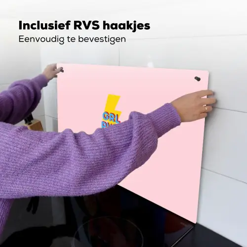 Grl pwr - Bliksem - Roze Inductie beschemer met haakjes klein -ky-ophangen-nl