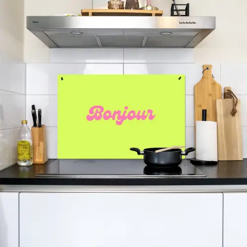 Groen - Roze bonjour - Retro Inductie beschemer met haakjes klein -sfeer2