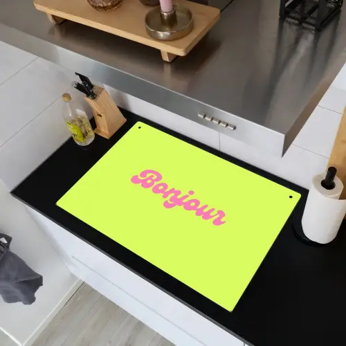 Groen - Roze bonjour - Retro Inductie beschemer met haakjes klein -sfeer1