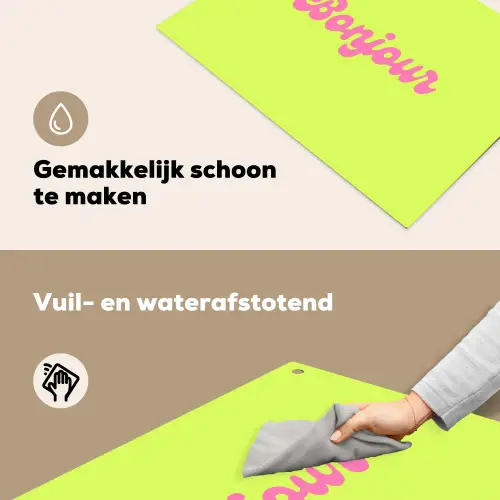 Groen - Roze bonjour - Retro Inductie beschemer met haakjes klein -ky-schoon-nl
