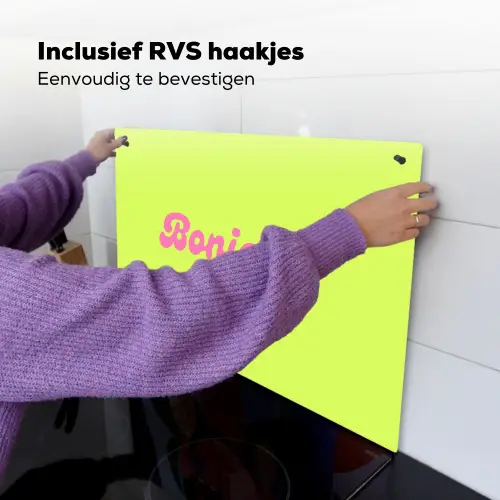 Groen - Roze bonjour - Retro Inductie beschemer met haakjes klein -ky-ophangen-nl