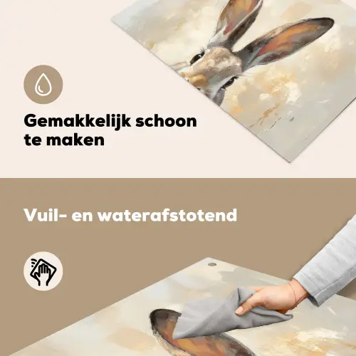 Haas - Oren - Bruin Inductie beschemer met haakjes klein -ky-schoon-nl