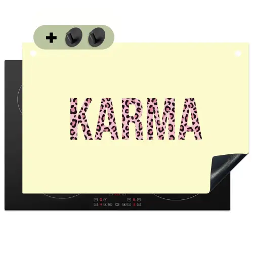 Karma - Luipaardprint - Geel Inductie beschemer met haakjes klein -3d