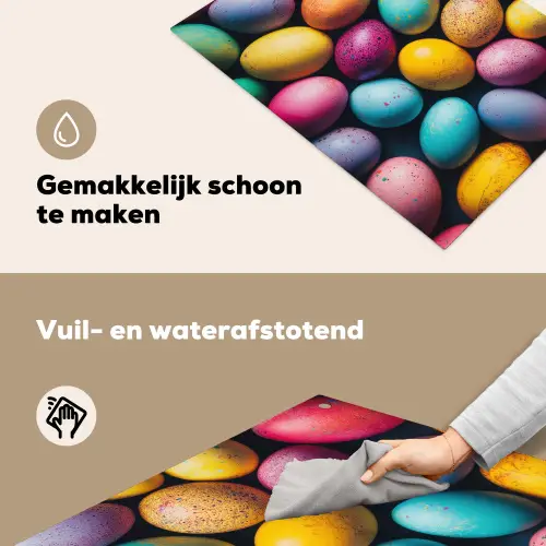 Kleurrijk - Paaseitjes - Spetters Inductie beschemer met haakjes klein -ky-schoon-nl