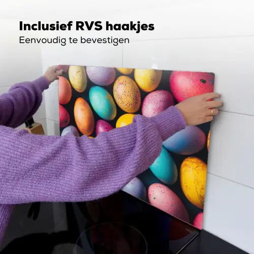 Kleurrijk - Paaseitjes - Spetters Inductie beschemer met haakjes klein -ky-ophangen-nl